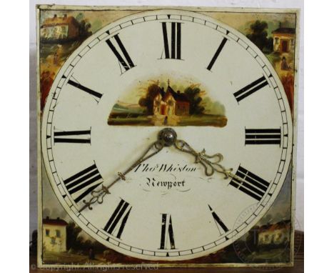 A 19th century thirty hour oak longcase clock, the painted Roman numeral dial signed Thomas Whiston Newport, (as found), 220c