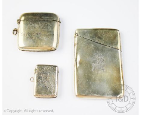 A silver calling card case, Deakin & Francis Ltd, Birmingham 1899, monogrammed 'SA' and dated '1901', 8.5cm high, a military 