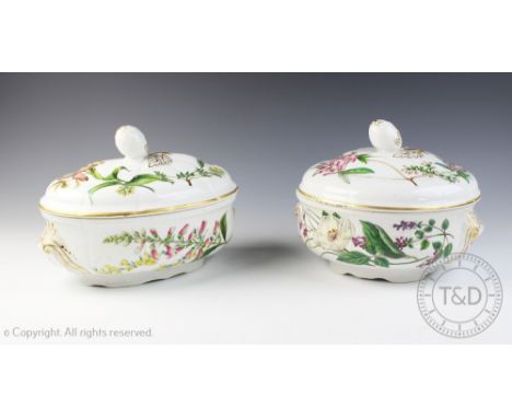 Two Spode Staffodshire Flowers pattern tureens and covers, the circular decorated with Nepeta, Paeonie and Hyacinths (second)