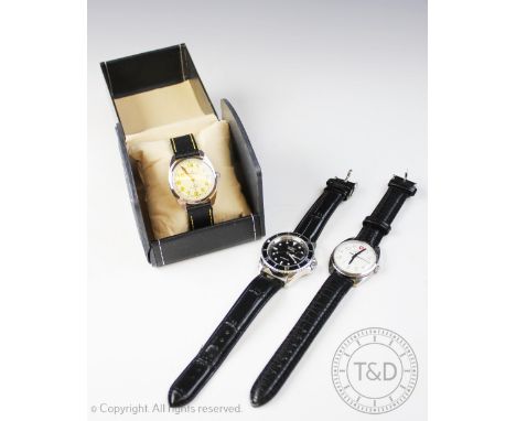 Three wristwatches, to include; Two 'Roamer' wristwatches, each with chrome case and a Winner Automatic wristwatch with black