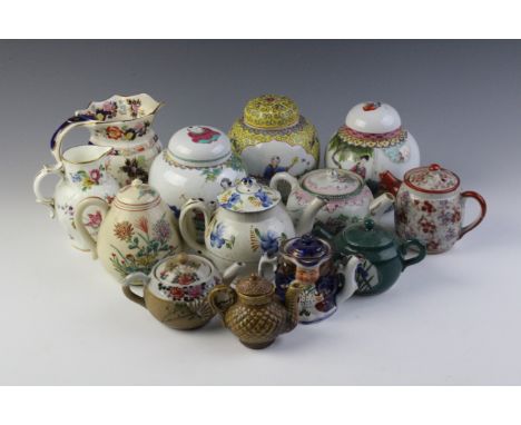 A miscellany of 19th century and later ceramics, to include a Wileman and Co moulded teapot and cover (two small hair line cr