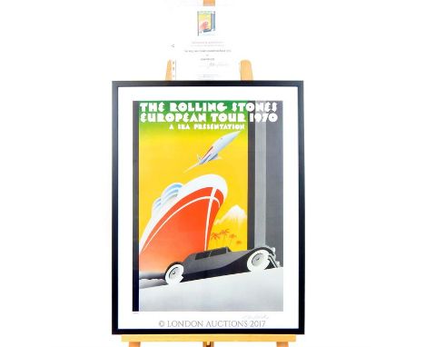 John Pasche, a signed lithograph of 'The Rolling Stones European Tour 1970, A SBA Presentation' poster, signed in pencil and 