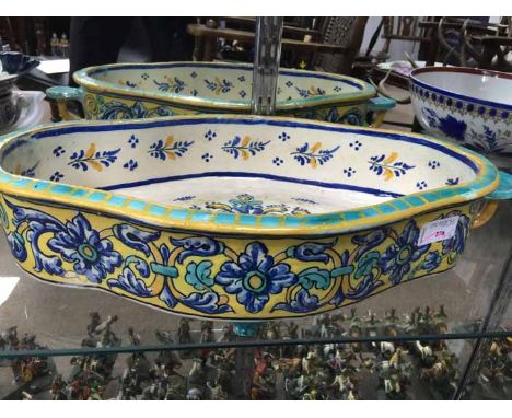 FRENCH POTTERY PLANTER
and three bowls (4)