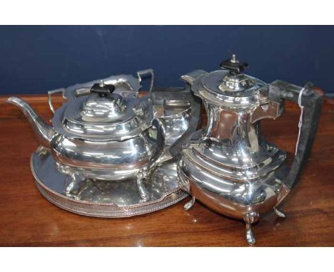 SHEFFIELD SILVER PLATED FOUR PIECE TEA SERVICE
by Walker & Hall, comprising teapot, water pot, sugar and cream; together with