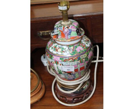 CHINESE LIDDED JAR CONVERTED INTO A LAMP
together with two other lamps 