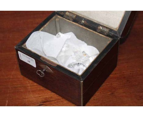 GROUP OF SWAROVSKI CRYSTAL ANIMALS
in a mahogany tea caddy