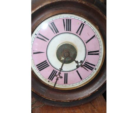 MAHOGANY FIVE DRAWER APPRENTICE CHEST 
together with wall clock with an enamel face 