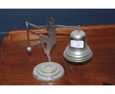 ART DECO CUT STEEL TABLE BELL
with central nude figure support