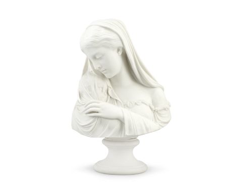 A rare Copeland parian bust of 'The Mother', dated 1874Modelled by Raffaele Monti, her head tilted to her right gazing toward