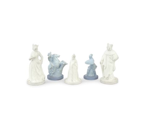 A group of twenty-five jasper chess pieces, 19th centuryAfter the Wedgwood set modelled by John Flaxman junior, thirteen in b