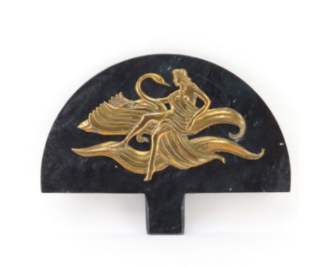 Mid Century Marble and Gilt Brass Art Deco Plaque. Unsigned. Rubbing to gilt. Measures 13" H x 18" W. Shipping $72.00 (estima