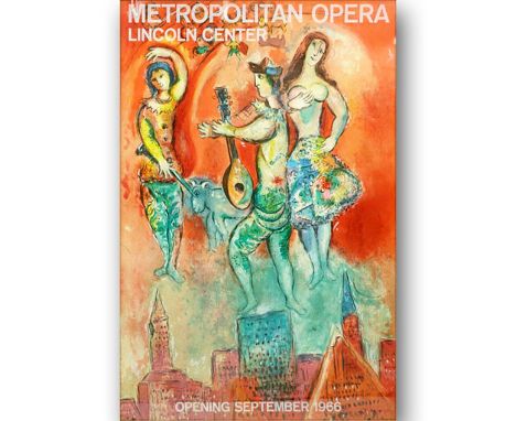 After: Marc Chagall, Russian/French (1887-1985) "Carmen" Metropolitan Opera Lincoln Center Color Lithograph, Dated 1966. Good