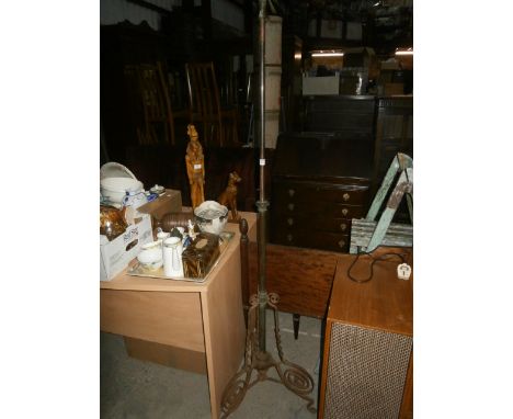 French style metal extending lamp base / coat stand