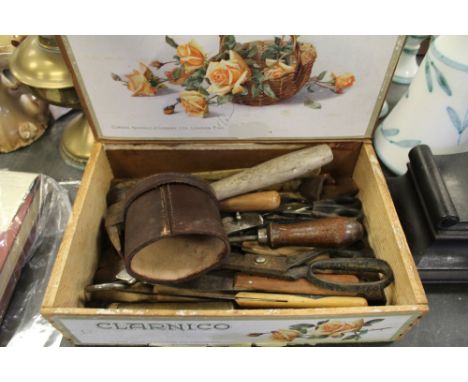 Box of Leather Tools etc