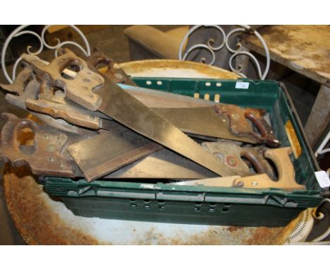Box of tools, saws etc