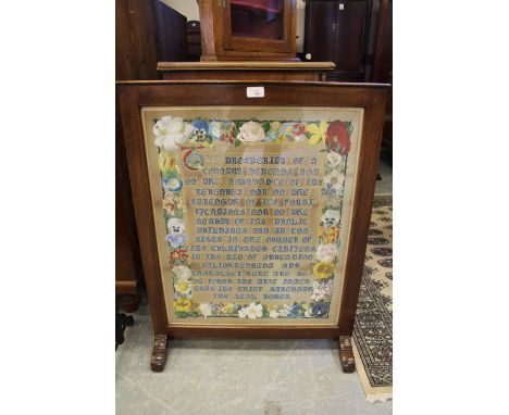 Fire Screen with painted manuscript centre