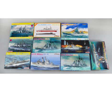 10 x Dragon plastic model kits, all 1:700 scale ships. All boxed, unstarted and complete.