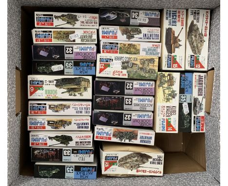 24 x Fujimi 1:76 scale military related plastic model kits. Unused.