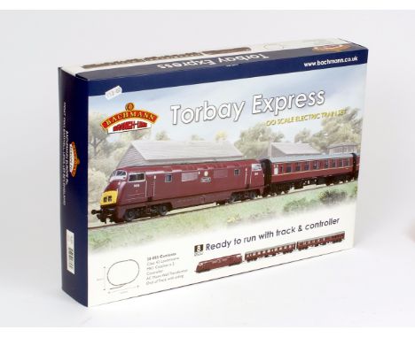 OO gauge. Bachmann 30-053 Torbay Express DCC ready train set, comprising: Class 42 locomotive; two Mk1 coaches; controller; t