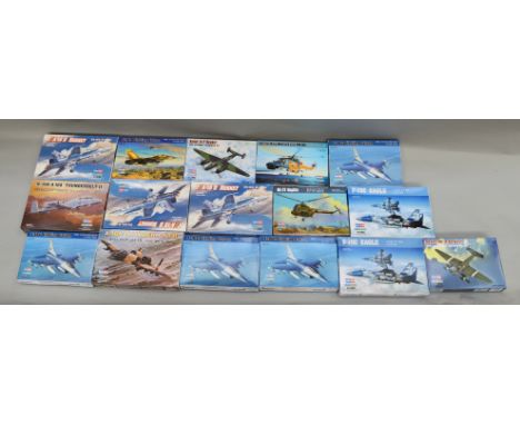 16 x HobbyBoss 1:72 scale plastic model kits, all aircraft. All boxed, unstarted and complete.