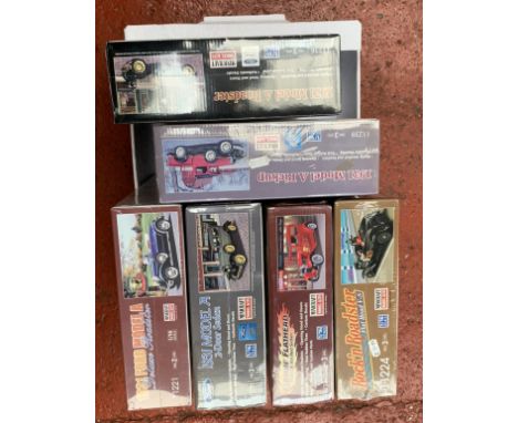 Six boxed Minicraft 1:16 scale plastic vehicle model kits, all sealed.  E boxed. (6)