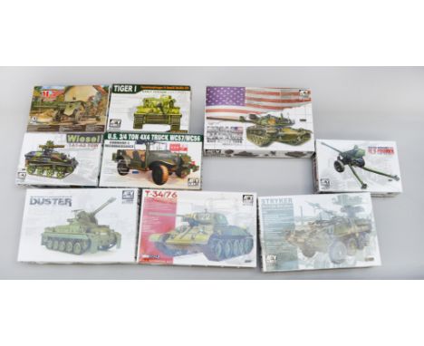 Nine AFV Club 1:35 scale military model kits. Unused, E. 