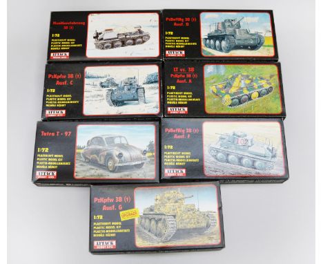 Seven Attack Hobby Kits 1:72 scale plastic military model kits. Unused.