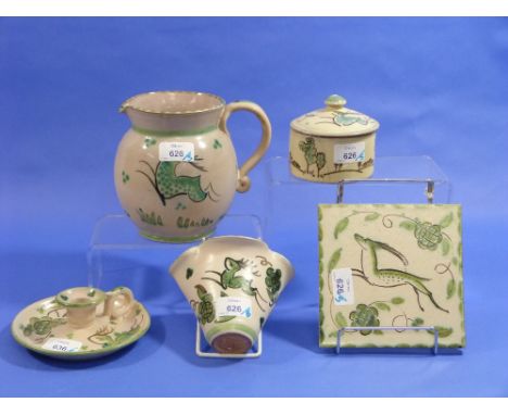 Honiton Pottery; A jug decorated in Woodland design, 8in (20cm) high, impressed 'Collard Honiton England' mark, together with