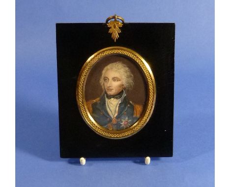 English School (19th Century)A portrait miniature of Horatio 1st Viscount Nelson, wearing uniform with epaulettes, breast sta