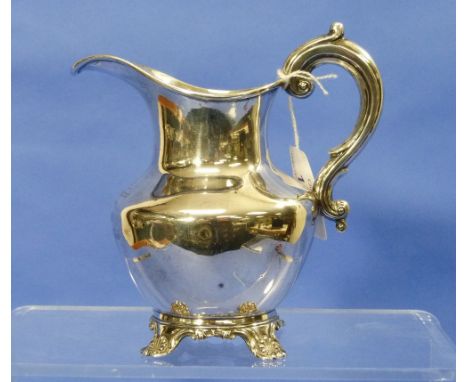 A Victorian silver Cream Jug, by Richard Pearce & George Burrows, hallmarked London, 1843, of pitcher form with scroll handle