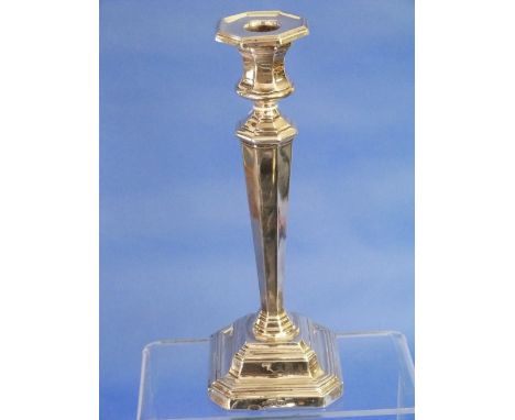 A George V silver Candlestick, by James Dixon & Sons Ltd, hallmarked Sheffield, 1923, of octagonal form with vase-shaped capi