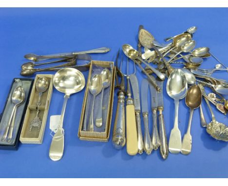 A Victorian silver Sauce Ladle, hallmarked London, 1853, 6¾in (17cm) long, and a William IV silver dessert spoon, hallmarked 
