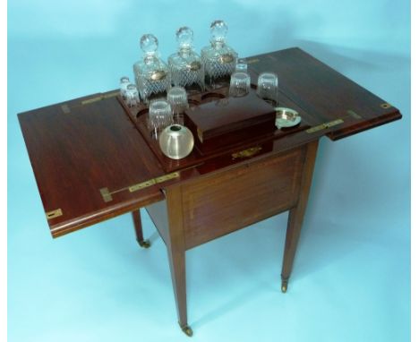 Mappin & Webb Metamorphic Drinks Cabinet; an Edwardian mahogany and crossbanded drinks cabinet, the top with brass mechanism 