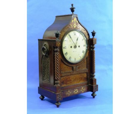 John Blackford, Devonport, an early 19thC bracket clock, the circular dial with black Roman numerals, twin fusee movement str