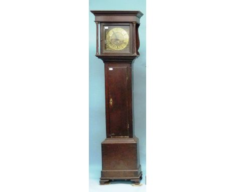 John Roberts, an oak longcase clock, the 30-hour striking the hours on a bell, square brass dial with Roman hour numerals and