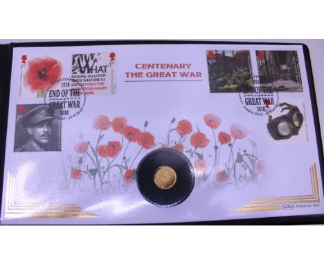 The Centenary of World War I Solid Gold Coin Cover with Certificate of Authenticity.  Limited Edition of 299.  This coin is s