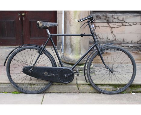 A 1943 BSA Sunbeam roadster bicycle, austerity model with oil bath chain case with original decal, BSA three speed hub gears 