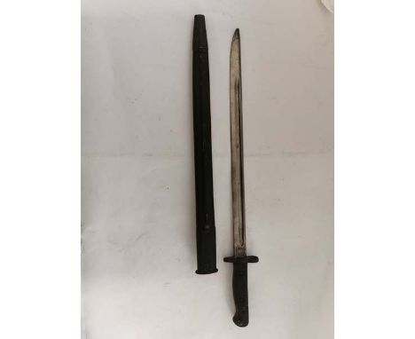 A First World War bayonet with a Wilkinson Blade dated 1907, with leather sheath. (1)