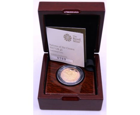 The Royal Mint Nations of the Crown 2017 UK £1 Gold Proof Coin. Boxed with Certificate of Authenticity. Limited Edition of 2,