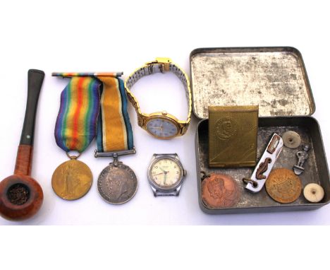 Selection of items. To include two WW1 medals awarded to PTE.W.J.TIMS. R. W. KENT R.  There is also a H.M. King Edward VIII C