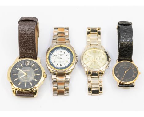 Selection of four watches.  To include a Ladies Citizen quartz watch with black leather strap, a Men's Curren Chronometer Qua