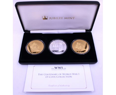 Jubilee The Centenary of World War I £5 Coin Collection. Boxed with Certificate of Authenticity.  Metal: Copper plated in 24-