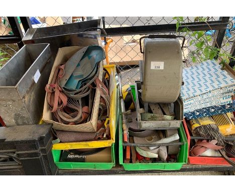Shelf of old car parts, welding rods  &amp; other car items