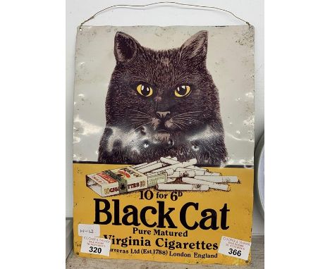 Black cat enamel sign