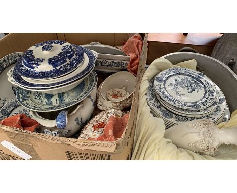 Shelf of general mixed china, dinner &amp; tea plates