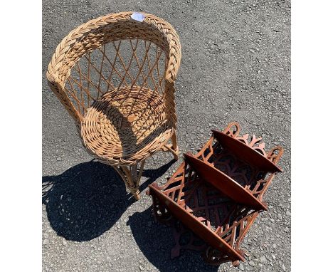 Wicker chair &amp; wall shelf