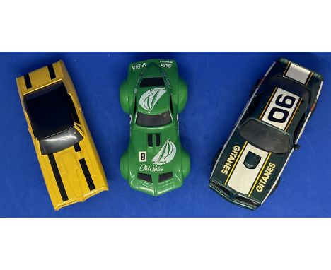 3 x American Cars 1:32 Scalextric type slot racing cars unboxed with some ageing fair, good condition. We combine postage on 
