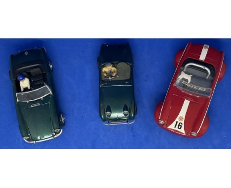 3 x Open-Top Sports Cars 1:32 Scalextric type slot racing cars unboxed with some ageing fair, good condition. We combine post