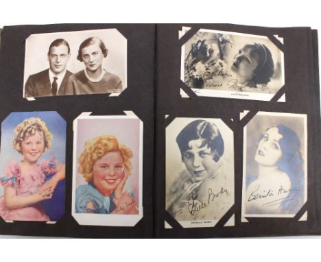 Hollywood Stars. A collection of publicity cards in two albums,1930s and 1940s including Charlie Chaplin, Elsie Randolph, Con