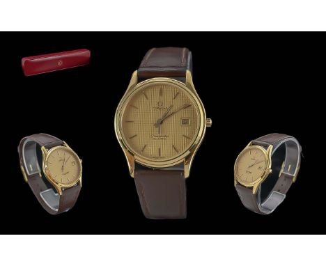 Omega - Seamaster Gents Quartz Wrist Watch. c.1980's. Features Champagne Dial, Just / Date Display Window, Seconds Sweep, Ori